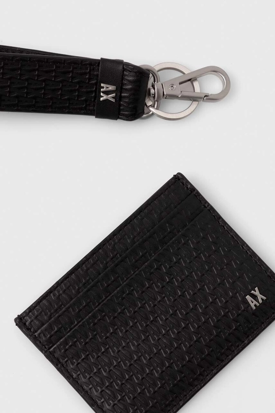 Akcesoria Armani Exchange etui na karty skórzane i brelok 958539.4R847 czarny