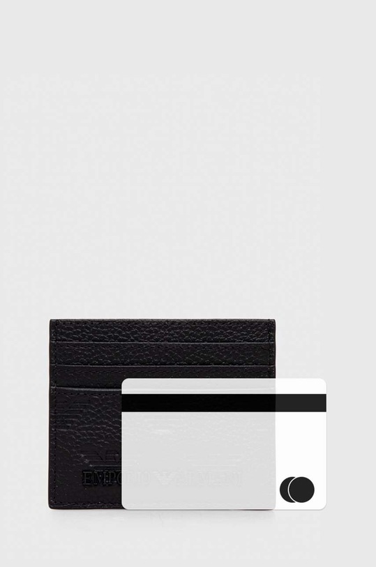 Emporio Armani etui na karty skórzane czarny YEM320.Y142V.NOS