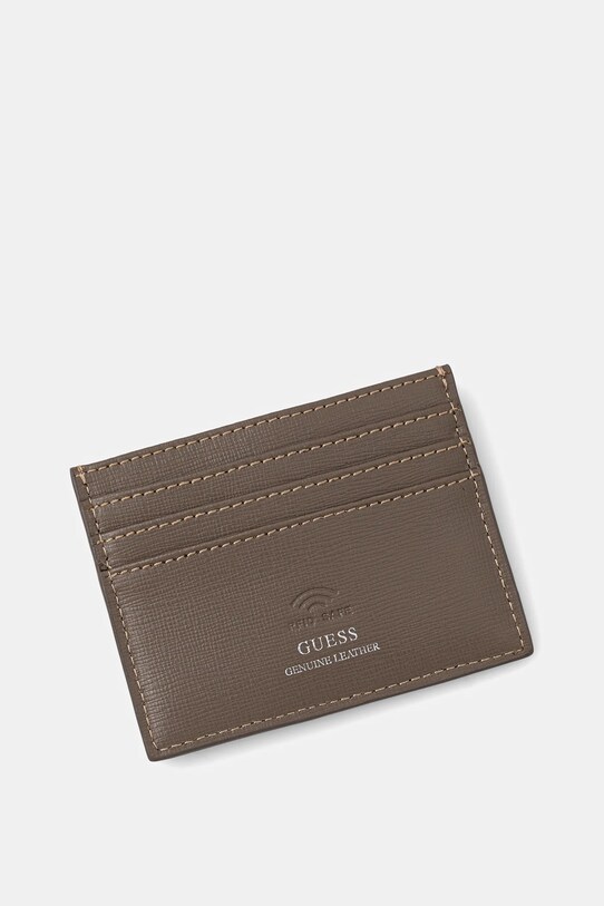 Kožené puzdro na karty Guess SMCSLE.LEA25 hnedá SS25
