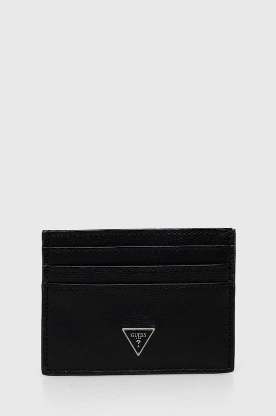 Guess carcasa din piele husă de card negru SMCSLE.LEA25