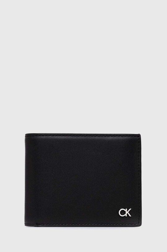 Шкіряний гаманець Calvin Klein лицьова шкіра чорний K50K511692