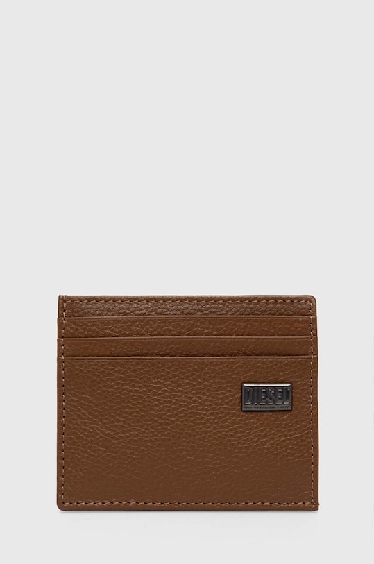 Kožené puzdro na karty Diesel MEDAL-D CARD HOLDER 6 WALLET puzdro na karty hnedá X09910.P0685
