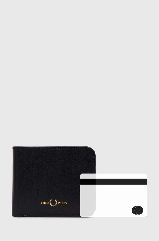Fred Perry leather wallet Burnished Leathr B'Fold Wallet L5322.102 black