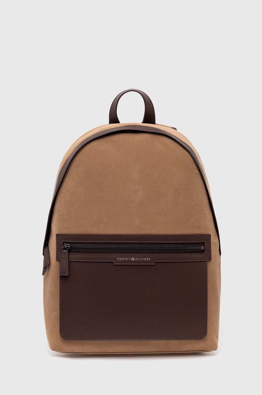 Σακίδιο πλάτης Tommy Hilfiger λείο δέρμα καφέ AM0AM12228