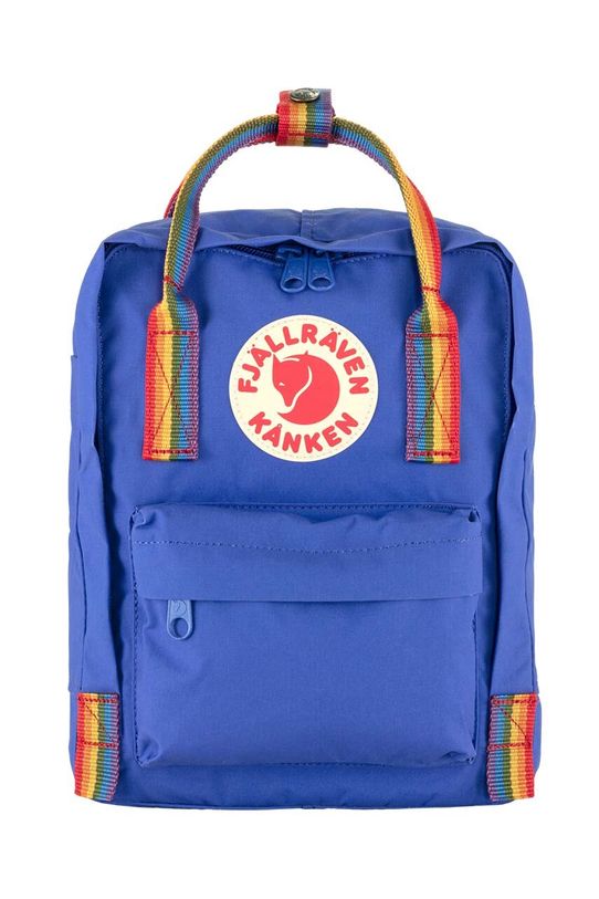 Ruksak Fjallraven Kanken Rainbow Mini natpis mornarsko plava F23621.571