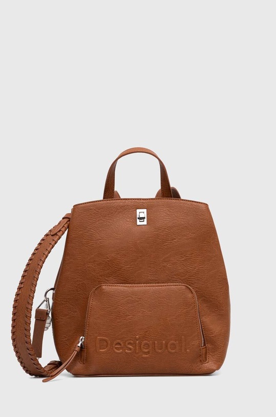 Desigual plecak HALF LOGO 24 nie mieści A4 brązowy 24SAKP03