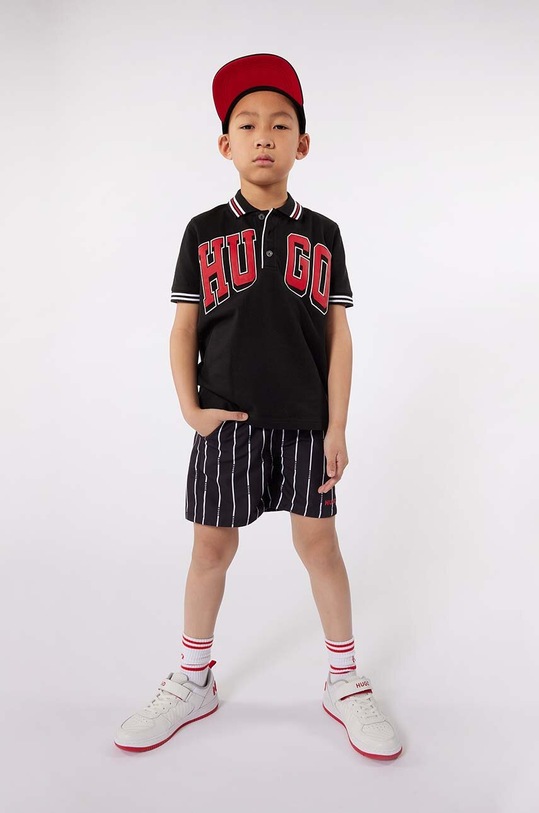 HUGO gyerek póló elasztánnal fekete G00017.102.108