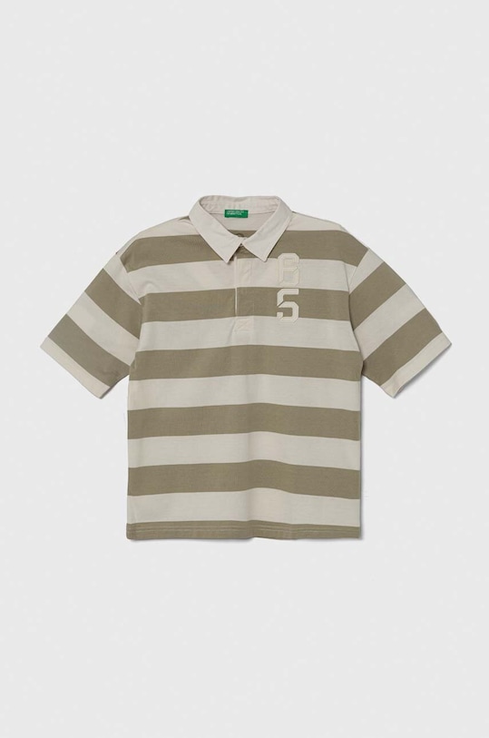 Dětská bavlněná polokošile United Colors of Benetton nášivka šedá 354XC301D.G.Seasonal