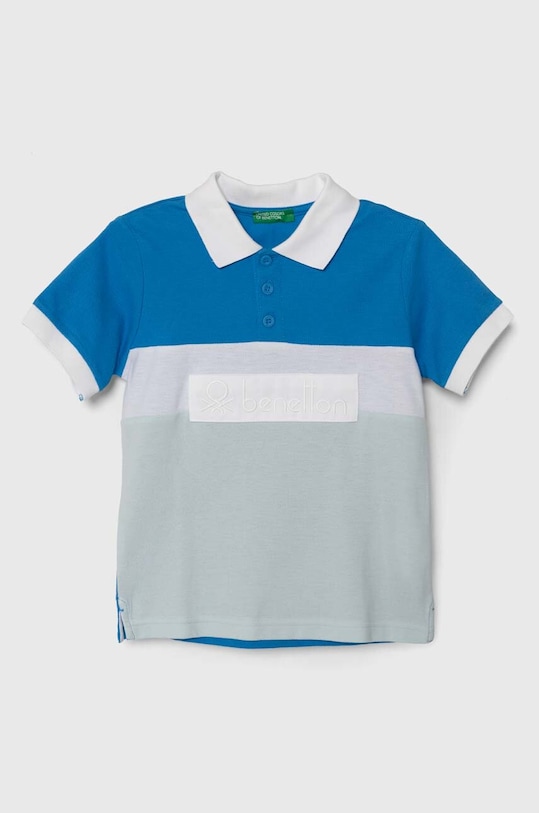 United Colors of Benetton tricouri polo din bumbac pentru copii imprimeu albastru 3088G300N.P.Seasonal