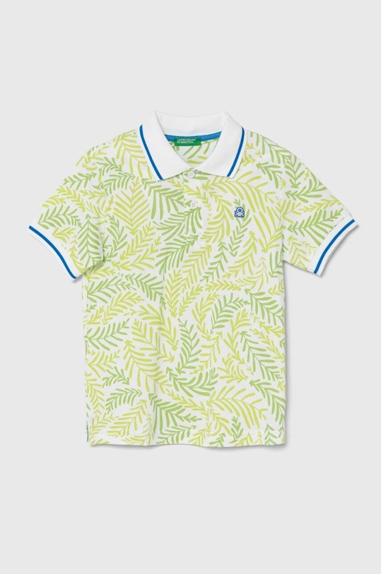 Dětská bavlněná polokošile United Colors of Benetton propínací zelená 361YG300P.P.Seasonal