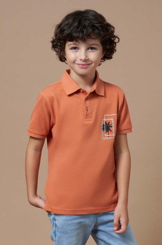 Mayoral tricouri polo din bumbac pentru copii print portocaliu 6112.7C.Junior.PPYH
