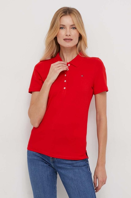 Πόλο Tommy Hilfiger WW0WW37823 κόκκινο SS24
