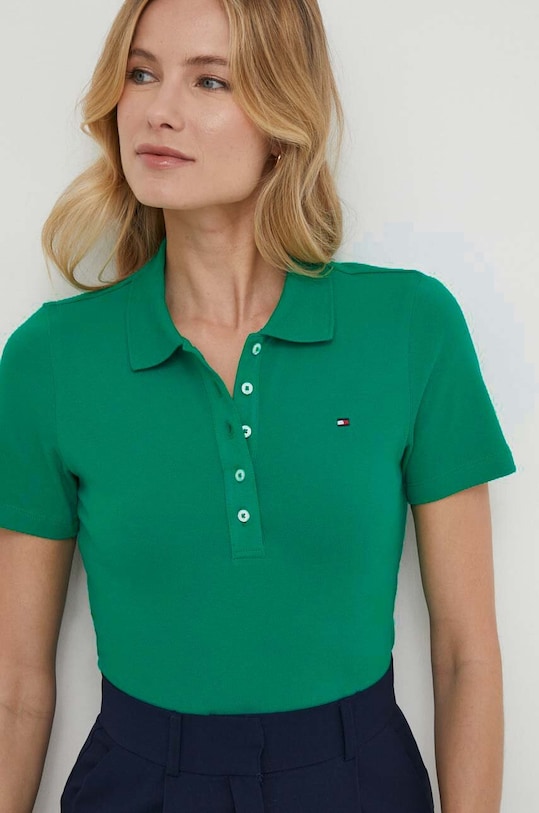 Tommy Hilfiger polo z elastanem zielony WW0WW37823