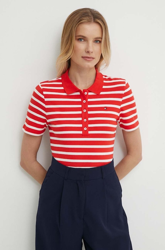 Πόλο Tommy Hilfiger WW0WW39530 κόκκινο SS24