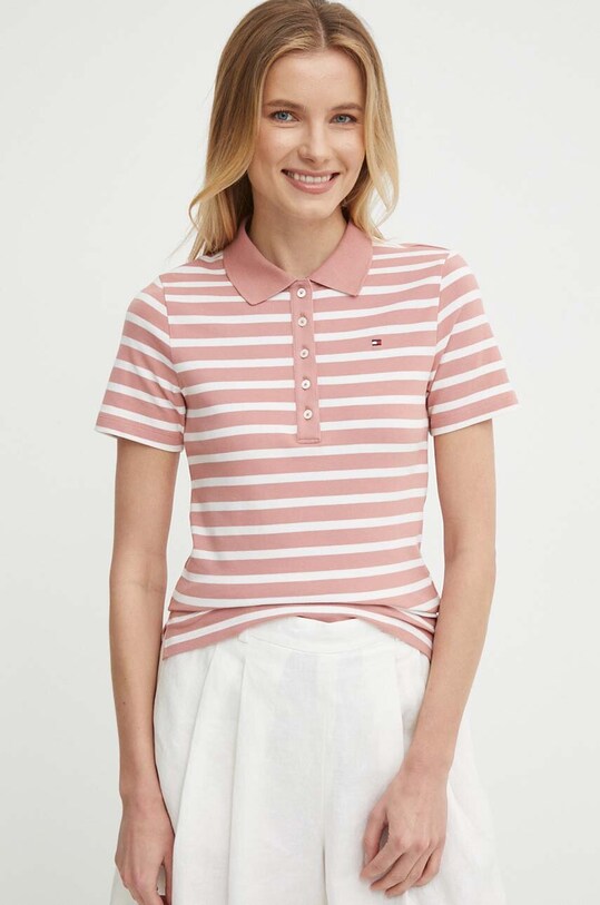 Polo majica Tommy Hilfiger Planet friendly roza WW0WW39530