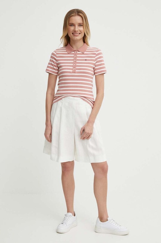 Polo majica Tommy Hilfiger WW0WW39530 roza SS24