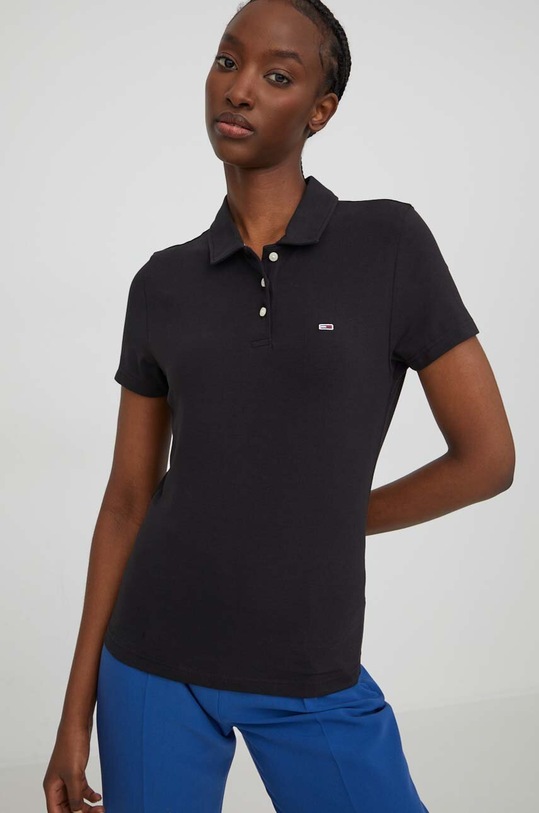 Поло Tommy Jeans regular чорний DW0DW17220