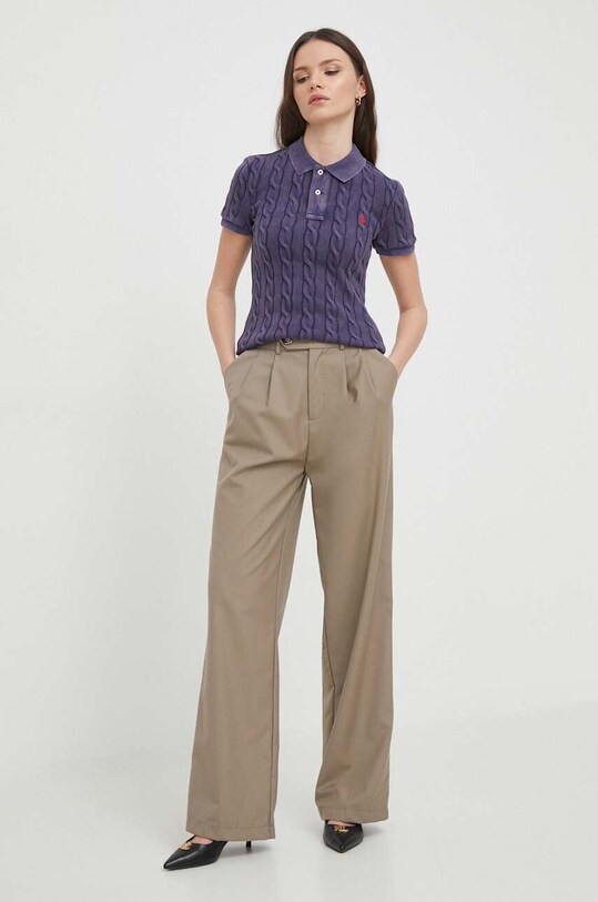 Βαμβακερό μπλουζάκι πόλο Polo Ralph Lauren 211943010 σκούρο μπλε SS25