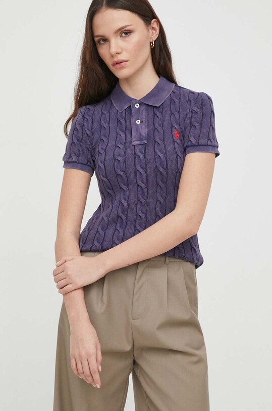 Βαμβακερό μπλουζάκι πόλο Polo Ralph Lauren σκούρο μπλε 211943010