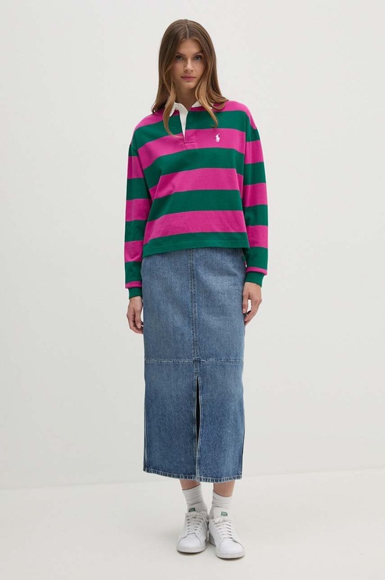 Bavlněné tričko s dlouhým rukávem Polo Ralph Lauren 211943012 zelená SS24