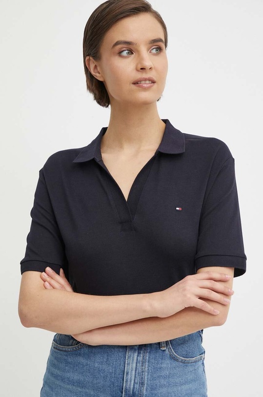 Polo tričko Tommy Hilfiger s elastanem námořnická modř WW0WW41286