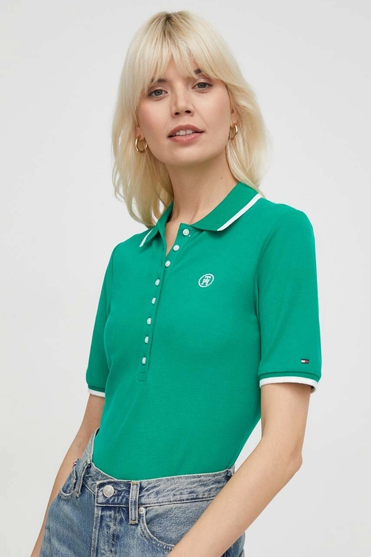 Tommy Hilfiger tricou polo uni verde WW0WW41288