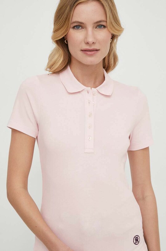 Tommy Hilfiger tricou polo uni roz WW0WW41890