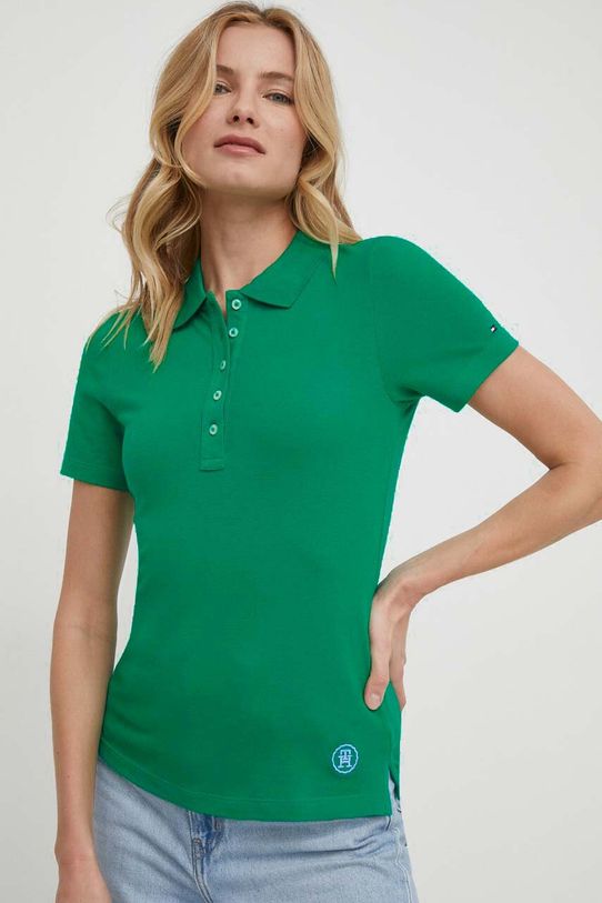 Tommy Hilfiger tricou polo uni verde WW0WW41890