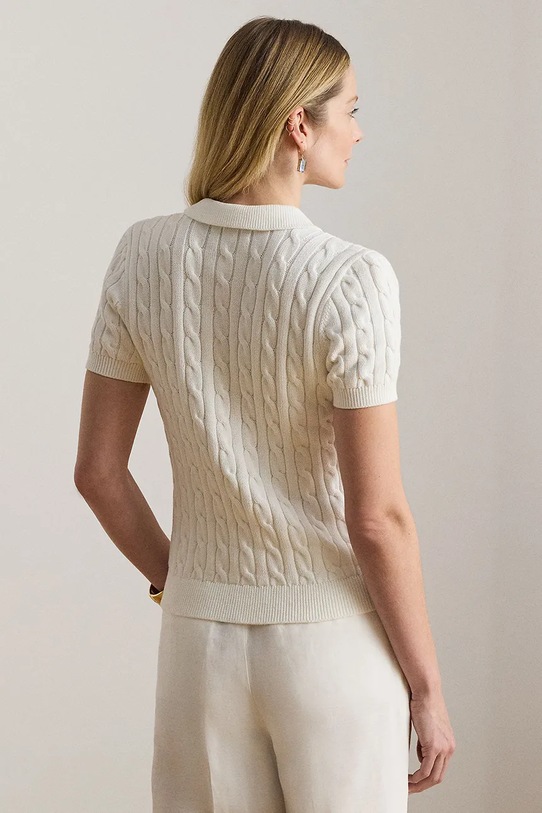 Lauren Ralph Lauren sweter z krótkim rękawem damski bawełniany 200932224 biały SS26