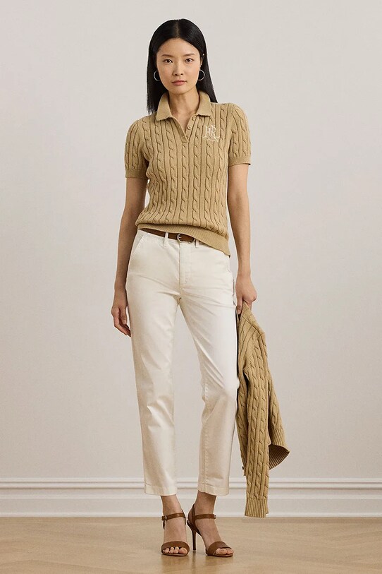 Одежда Хлопковый свитер Lauren Ralph Lauren 200932224 бежевый