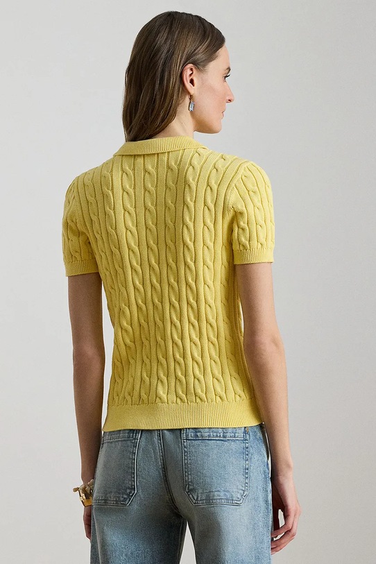 Lauren Ralph Lauren pulover s kratkimi rokavi ženski bombažen 200932224 rumena SS26