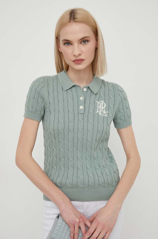 Lauren Ralph Lauren sweter bawełniany bawełna zielony 200932224