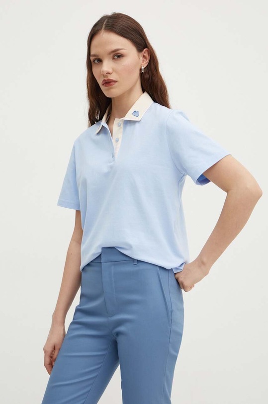 Βαμβακερό μπλουζάκι πόλο United Colors of Benetton εμπριμέ μπλε 34G7D300S