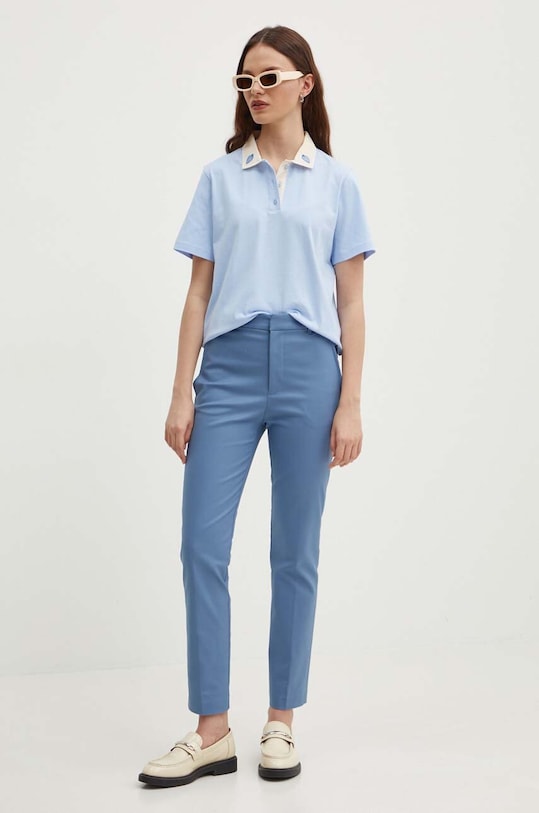 Βαμβακερό μπλουζάκι πόλο United Colors of Benetton 34G7D300S μπλε SS24