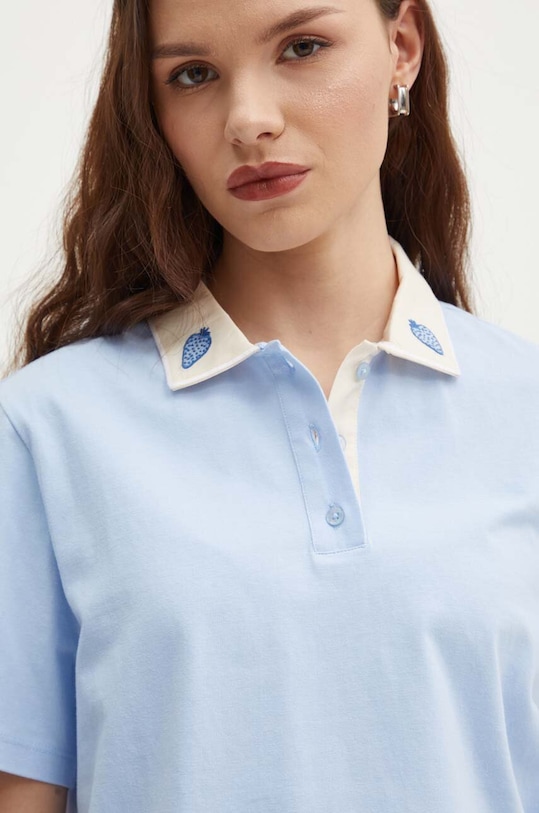 Βαμβακερό μπλουζάκι πόλο United Colors of Benetton μπλε 34G7D300S