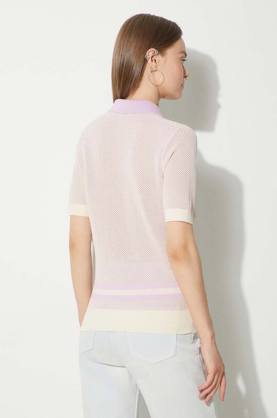 Oblečenie Bavlnené polo tričko Maison Kitsuné Flash Fox Knitted Mesh Polo MW00204KT1100 fialová