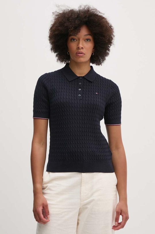 Bavlněné polo tričko Tommy Hilfiger slim námořnická modř WW0WW41878