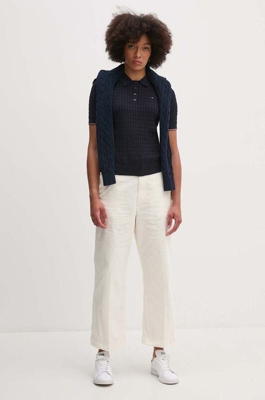 Bavlněné polo tričko Tommy Hilfiger WW0WW41878 námořnická modř SS24