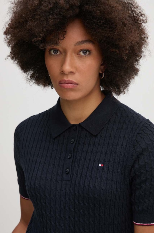 Bavlněné polo tričko Tommy Hilfiger námořnická modř WW0WW41878