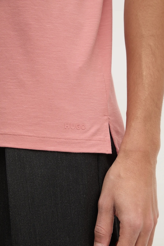 Тениска с яка HUGO 50496003 розов