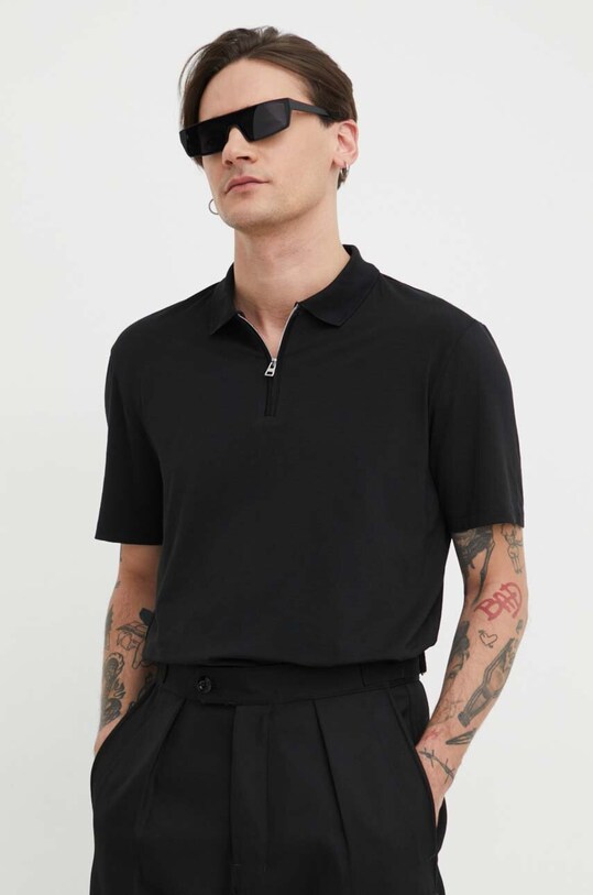 HUGO tricou polo regular negru 50496003