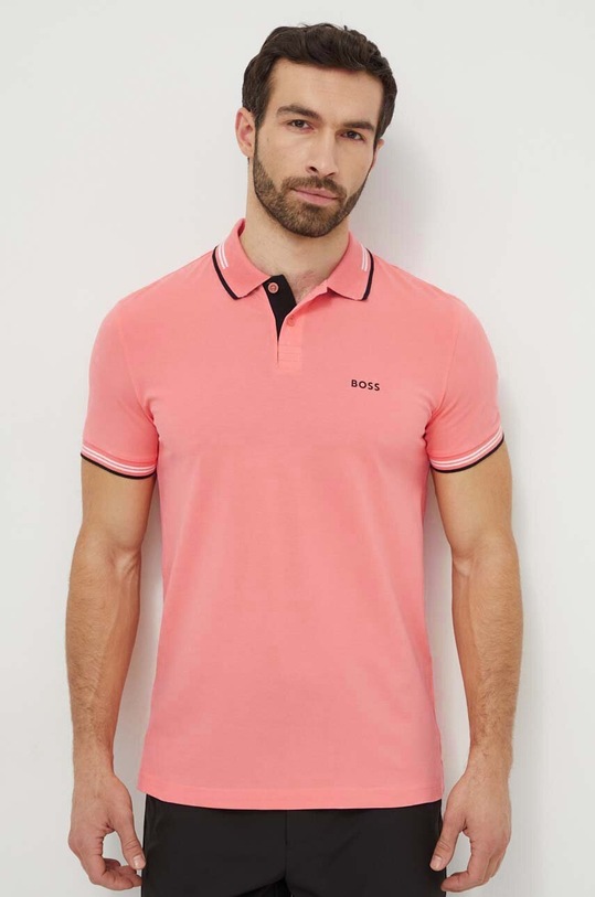 BOSS Green polo Paul z elastanem pomarańczowy 50506193