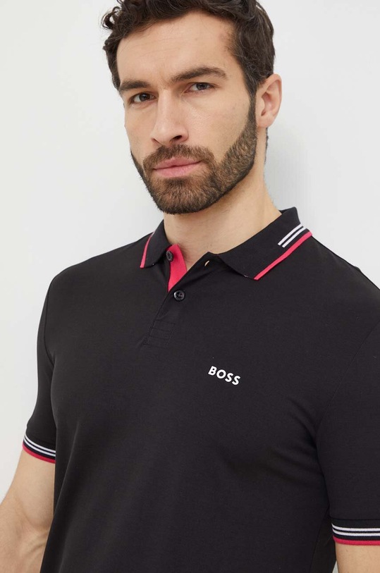 BOSS Green polo z elastanem czarny 50506193