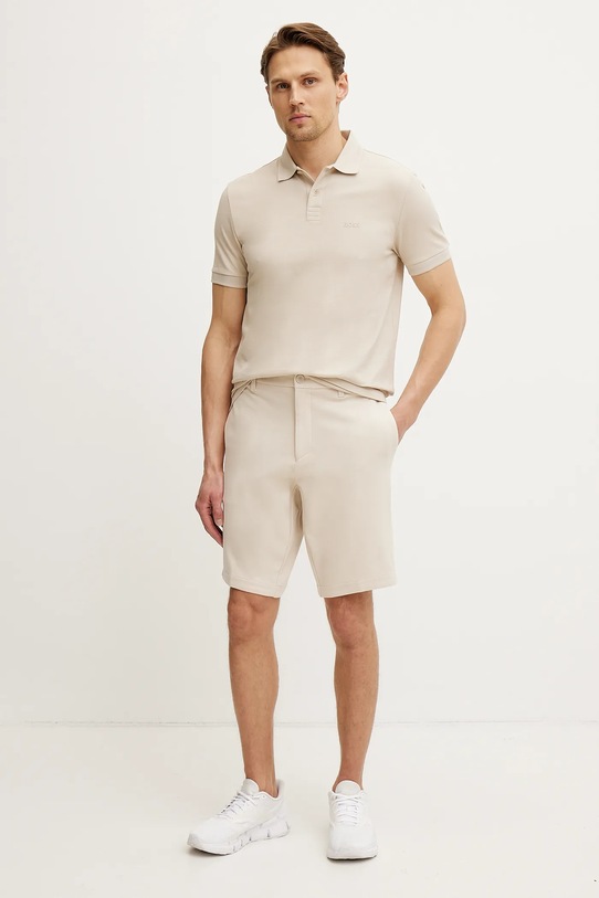 BOSS Green polo bawełniane 50507583 beżowy SS25