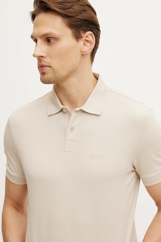 BOSS Green polo bawełniane beżowy 50507583