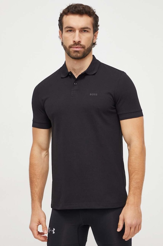 BOSS Green polo bawełniane 50507583 czarny SS25