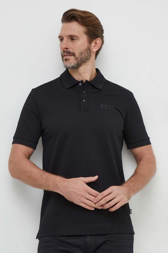 BOSS polo bawełniane bawełna czarny 50504558