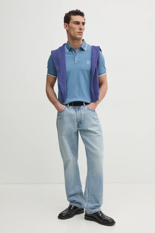 BOSS Orange polo 50507699 niebieski SS25