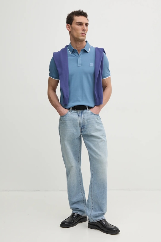 Поло BOSS Orange 50507699 голубой SS25