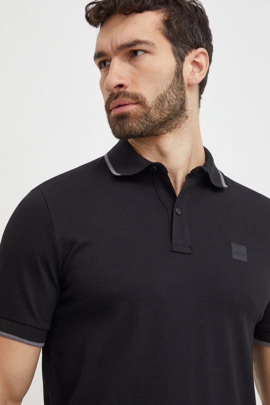 BOSS Orange tricou polo regular negru 50507699